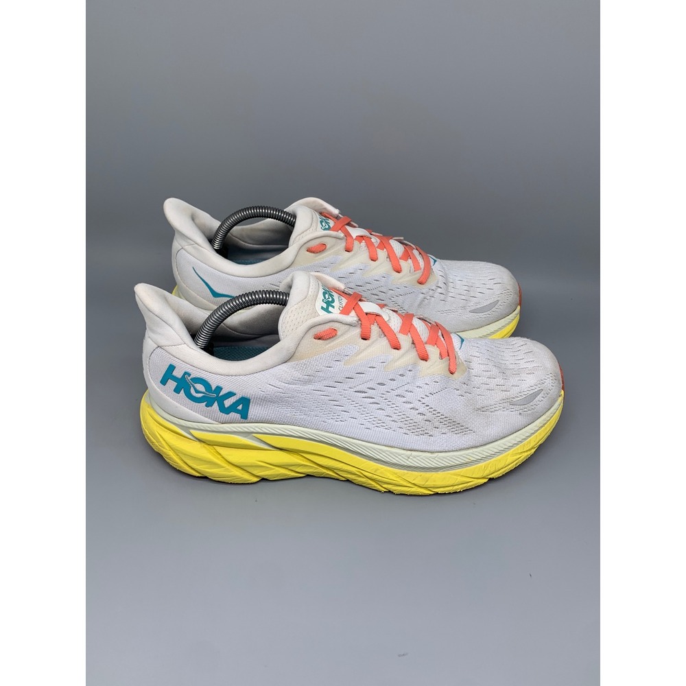Hoka One Clifton 8 White Running Shoes Men's Sz 10 2E Wide